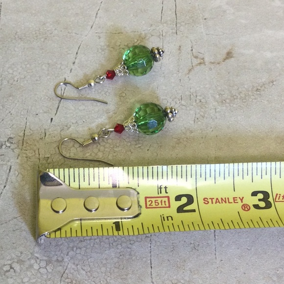 FINAL Artisan Christmas 1” drop ornament silver earrings - Picture 3 of 3